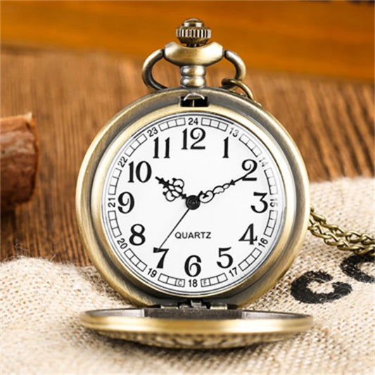 Bronze Masonic Vintage Necklace Pendant Quartz Clamshell Arabic Digital Pocket Watch The Best Gift